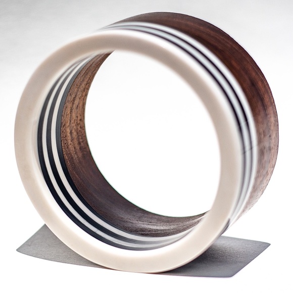 Wood+Lucite HANDMADE Vintage Repro Bangle! 1 Left! - Picture 3 of 8